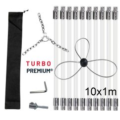 Rotačný čistič komína s reťazovou hlavou a lankom  TURBO Premium® – 10M