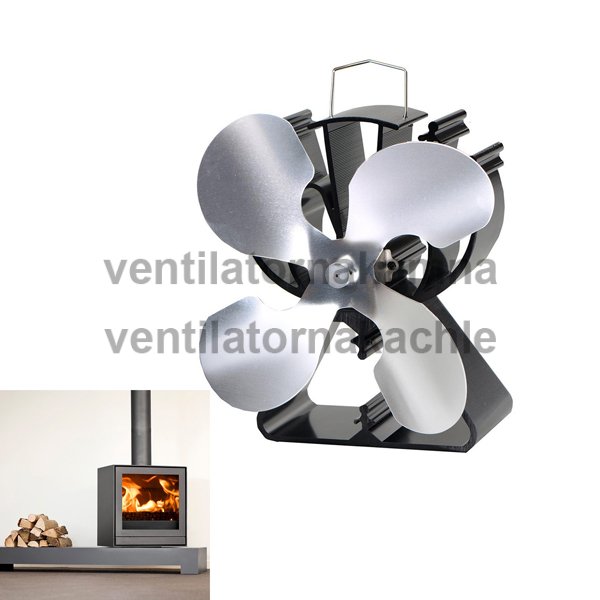 Ventilátor na krbová kamna 4 čepelový - Triangl Nikl 624N - 2
