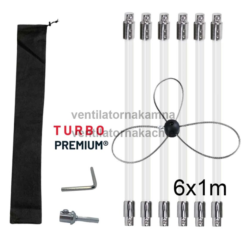 Rotační kartáč na čištění komínů s lankom  TURBO Premium® - 6m