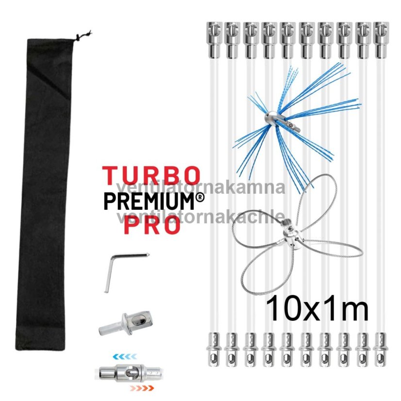 Rotačná kefa na čistenie komína Plus TURBO Premium® PRO - 10m