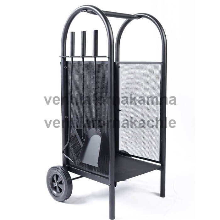 Krbové náradie s vozíkom na drevo s krbovým náradím 81 x 42 x 37 cm