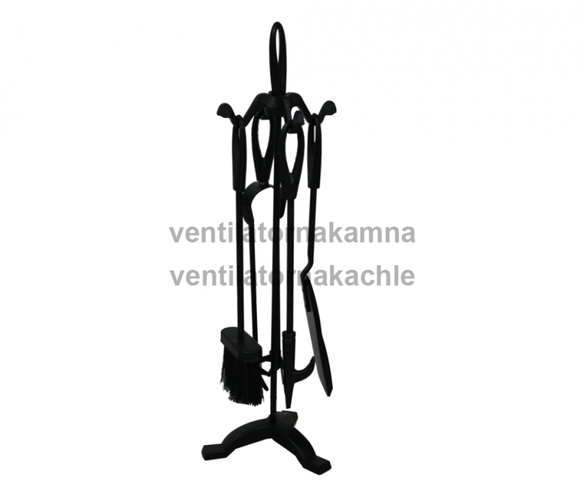 Krbové nářadí se stojanem, černé kovové, 61cm - 203BL - 4