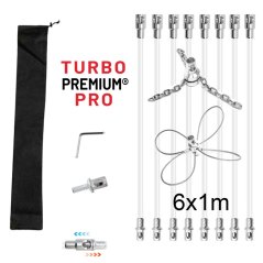Rotačný kefa na čistenie komína s reťazovou hlavou a lankom TURBO Premium® PRO - 6m