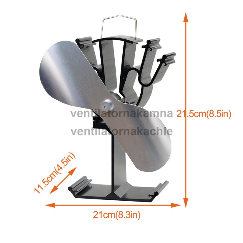 Ventilátor na krbové kachle 2 čepeľový - plameň Nikel - 1