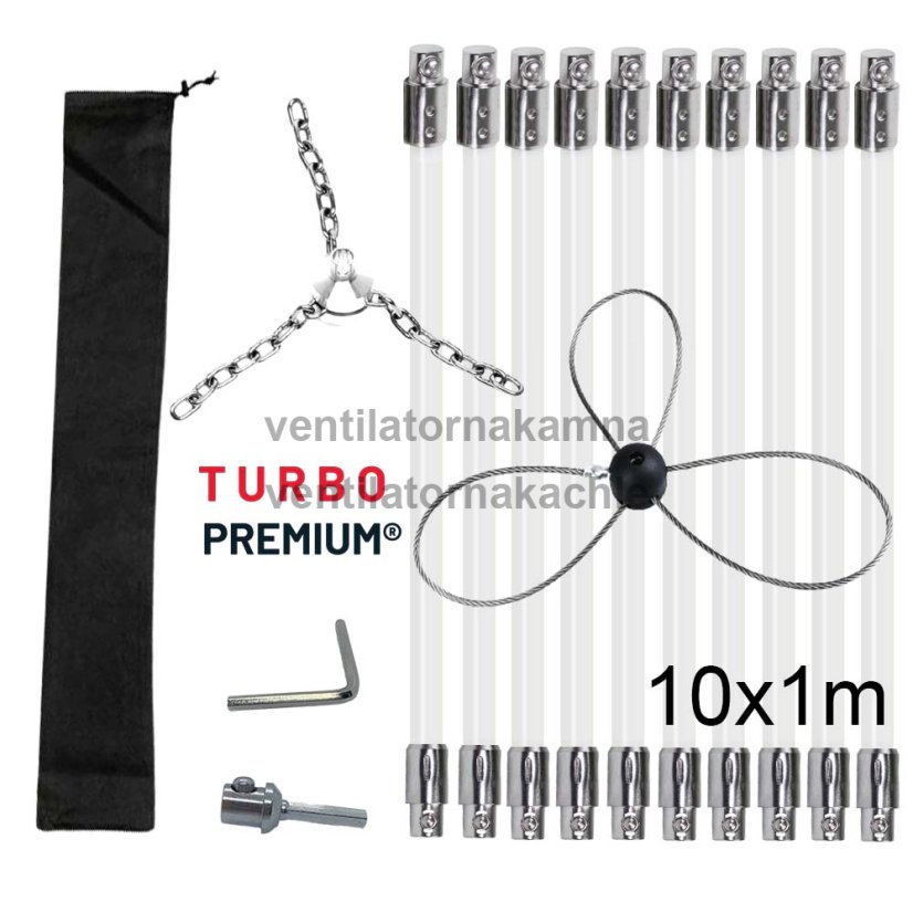 Rotační čistič komína s řetězovou hlavou a lankem TURBO Premium® - 10m