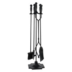 Krbové náradie so stojanom, čierne kovové, 80cm - 205BL