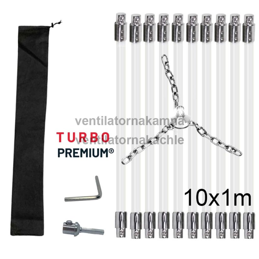 Rotačný čistič komína s reťazovou hlavou TURBO Premium® – 10M