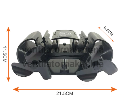 Ventilátor na krbová kamna 2 vrtule se 3 čepelemi s krytem - Mini - 4