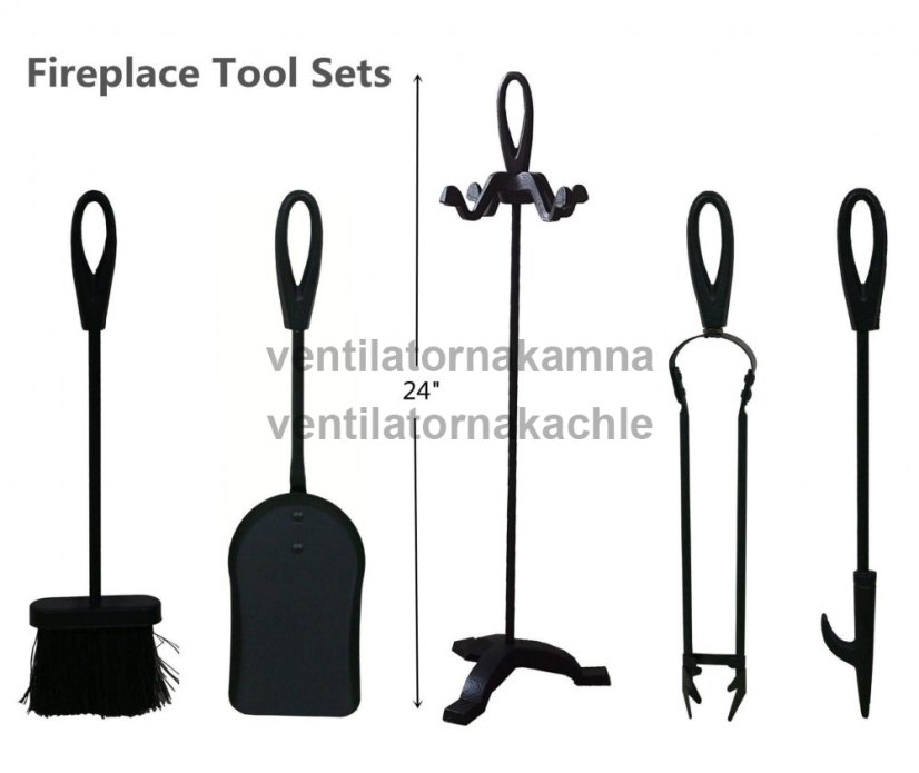 Krbové nářadí se stojanem, černé kovové, 61cm - 203BL - 6