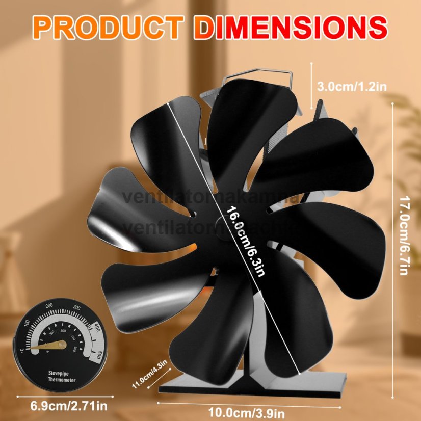 Ventilátor na krbová kamna 8 čepelový – Fan 624