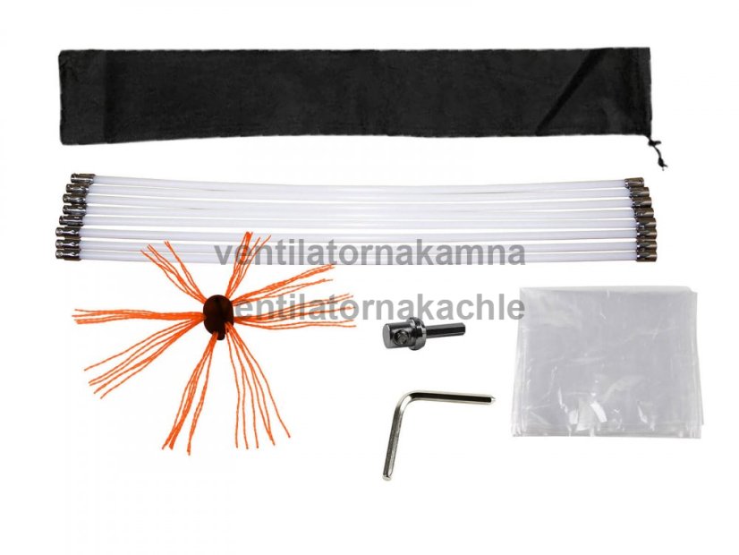 Rotačná kefa na čistenie komína TURBO Premium® - 14m set - 6