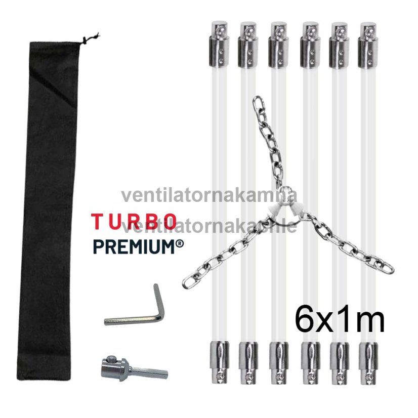 Rotační čistič komína s řetězovou hlavou  TURBO Premium® - 6m