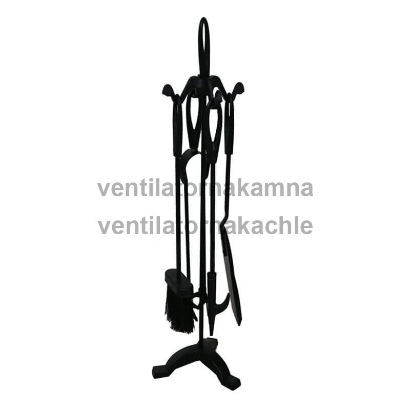 Krbové nářadí se stojanem, černé kovové, 61cm - 203BL
