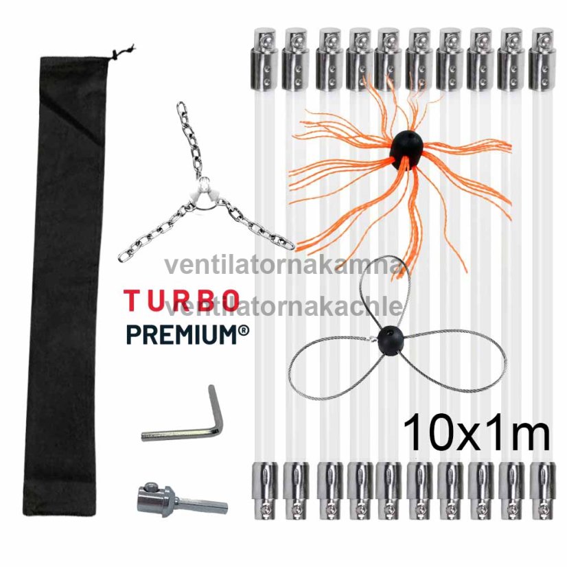 Rotační kartáč na čištění komínů Komplet  TURBO Premium® - 10m