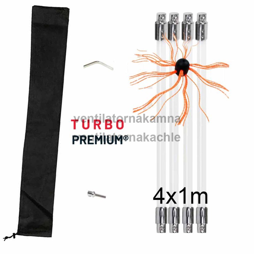 Rotačná kefa na čistenie komína  TURBO Premium® - 4m set