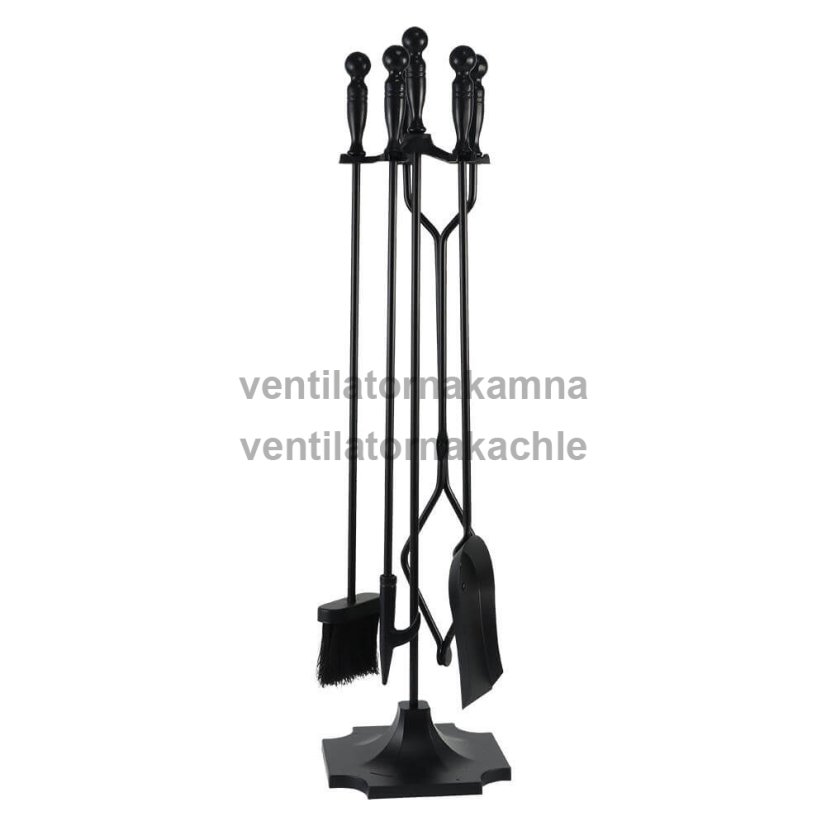 Krbové nářadí se stojanem, černé kovové, 80cm - 205BL