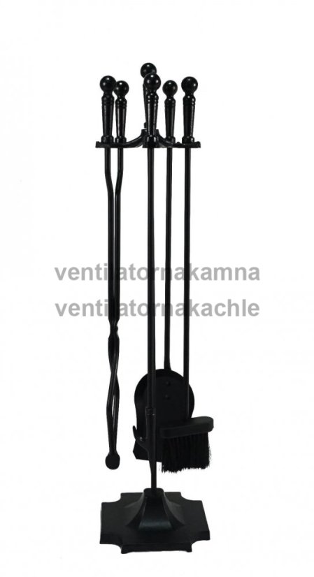 Krbové náradie so stojanom, čierne kovové, 80cm - 205BL - 2