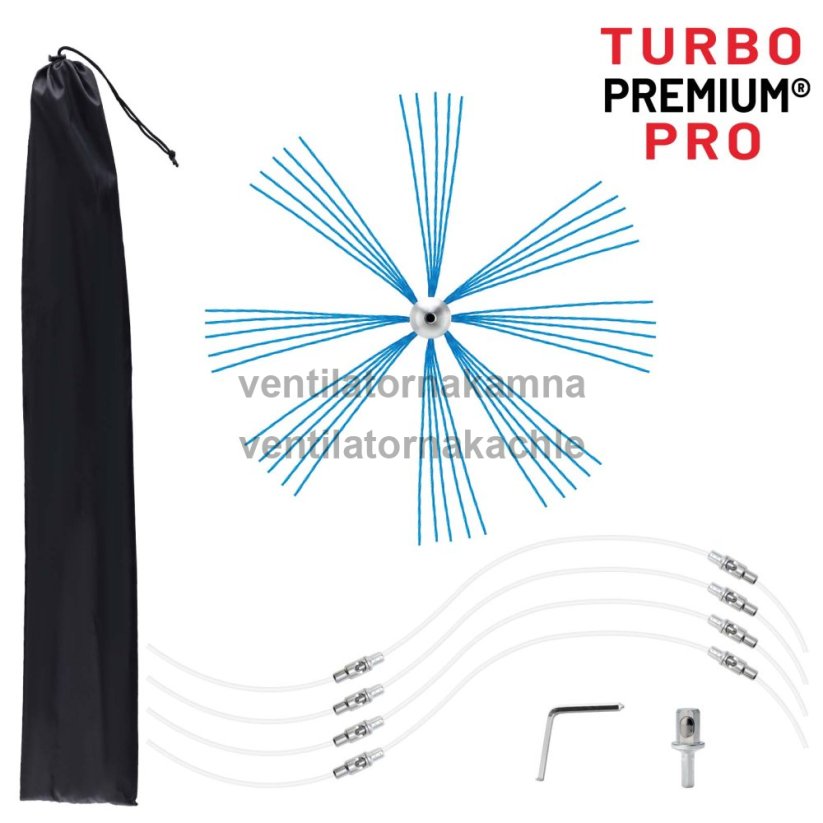 Rotačná kefa na čistenie komína TURBO Premium® PRO - 14m